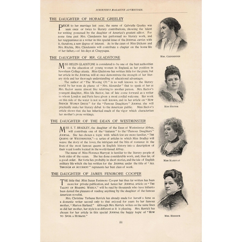 1891 Scribners Magazine Famous Daughters Ladies Home Journal Dickens Hawthorne - Picture 3 of 4